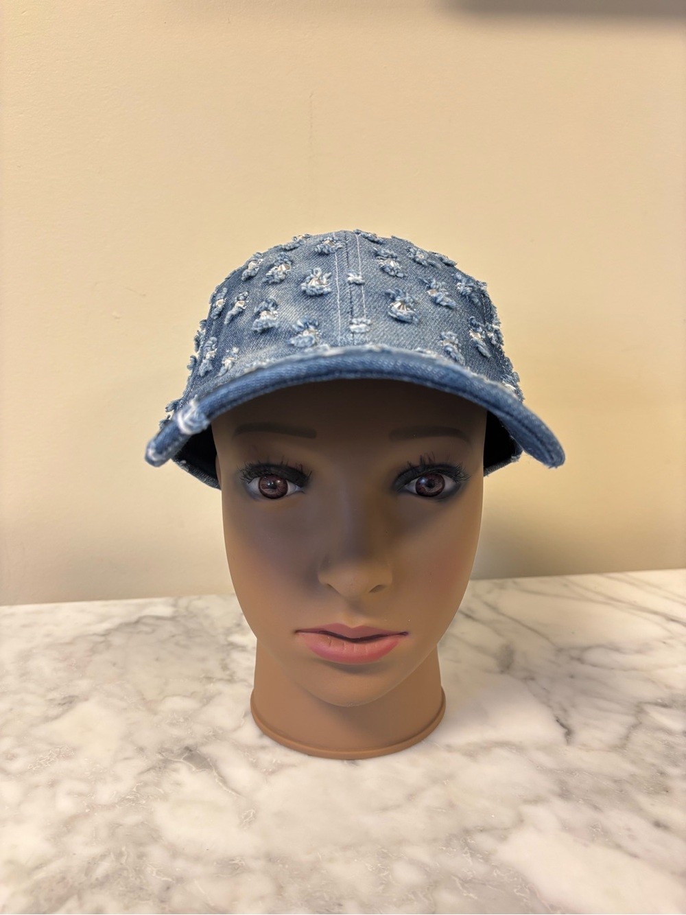 Supreme Distressed Denim Rhinestone Cap - Blue - Picture 3 of 7